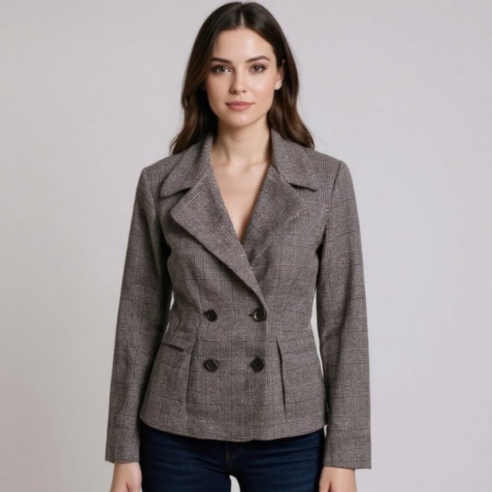 XOXO Y2K Fitted Vintage Houndstooth Double Breasted Blazer Size 5 / Small
